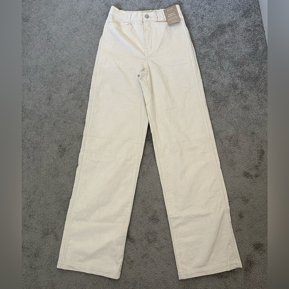 Madewell Tall Emmett 2.0 Wide-Leg Pants in Corduroy Size 23T Antique Cream - Picture 3 of 9